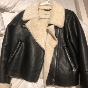 Fur leather jacket